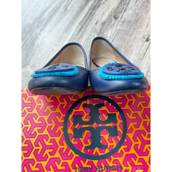 Tory Burch Navy sea/miller fringe 15mm flat size 6 - Picture 5 of 13